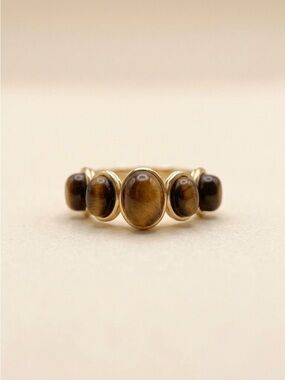 Gold Tiger's Eye Multi-Stone Ring - Brown